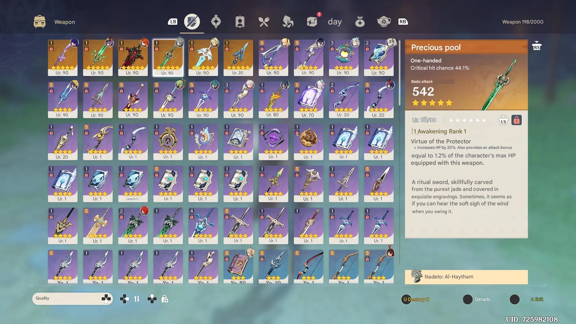 GI1049 High AR59 Lauma + Raiden C2, Yelan C2, Kazuha C3, Alhaitham, Neuvillette, Nahida, Mavuika, Citlali, 6 Legendary Weapons 